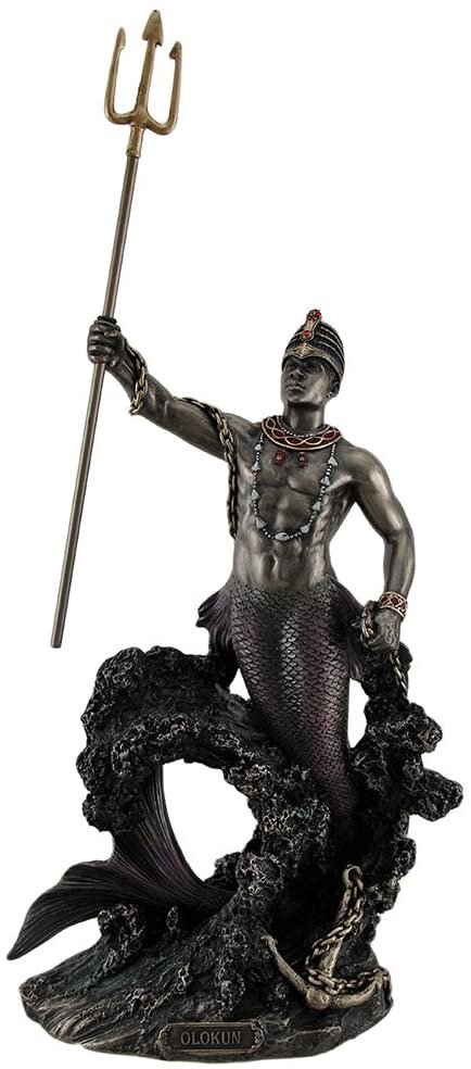 Magic  Collection~Olokun Owner of The Deep Sea Bronze Finish Statue