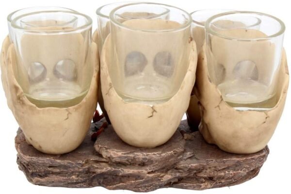 Dark Collection~Six Shooter Skulls (Set of Six) Shot Glasses 14cm Ivory