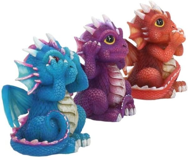 Nemesis Now B3756K8 Three Wise Dragonlings Figurine 8.5cm Red, Resin