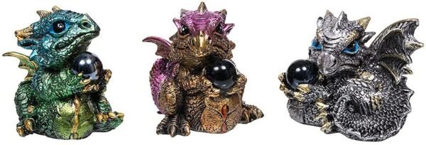 Fantasy Collection~ Dragon's Gift Set of 3 7cm Figurine, Resin, Multi-Coloured, One Size