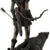 Magic  Collection~Resin Statues Skadi Norse Giantess Ski Goddess Of Winter And Mountains With Wolves Statue 8 X 10.5 X 7 Inches Bronze