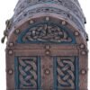 Mythology Collection~ Bronze and Blue Valhalla's Vault Viking Chest Box, 15cm