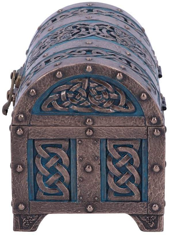 Mythology Collection~ Bronze and Blue Valhalla's Vault Viking Chest Box, 15cm