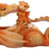 Fantasy Collection~ Sweetest Moment Orange Dragon and Dragonling Kissing Figurine, Polyresin, One Size