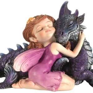 Fantasy Collection~ U5072R0 Companion Cuddle Fairy and Purple Dragon Hugging Figurine, Polyresin, One Size