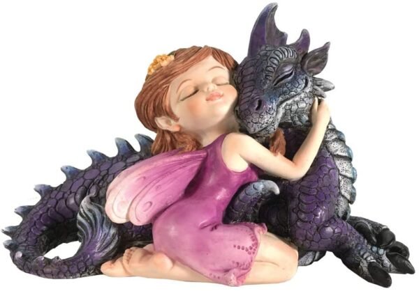 Fantasy Collection~ U5072R0 Companion Cuddle Fairy and Purple Dragon Hugging Figurine, Polyresin, One Size