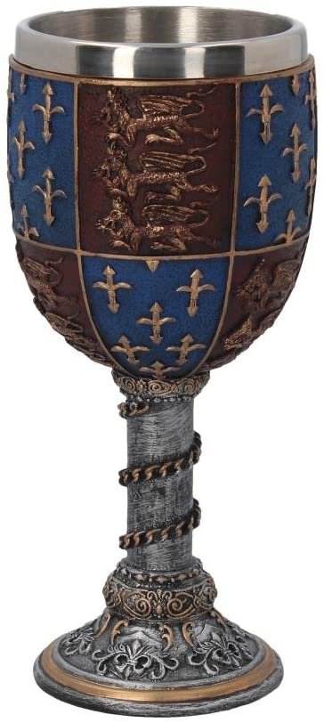 Mythology Collection~ C0702B4 Medieval Goblet 17.5cm Grey, Resin w/Stainless Steel Insert