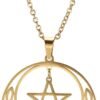 Witchcraft~cooltime Stainless Steel Pentacle Pendant Necklace Pentagram Celtic Knot Star Circle Crescent Charm Jewelry