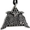 Soloman Pentant~Pewter Odin's Ravens with Valknut Pendant - Huginn and Muninn Crow Necklace