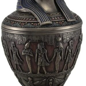 Magic  Collection~Decorative Egyptian Canopic Jar w/Horus Wearing Triple Atef Crown Lid