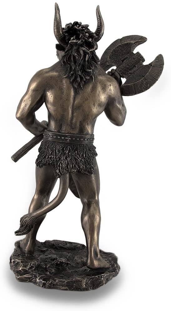 Magicun  Collection~Bronze Finished Minotaur with Labrys Statue Greek Mythology