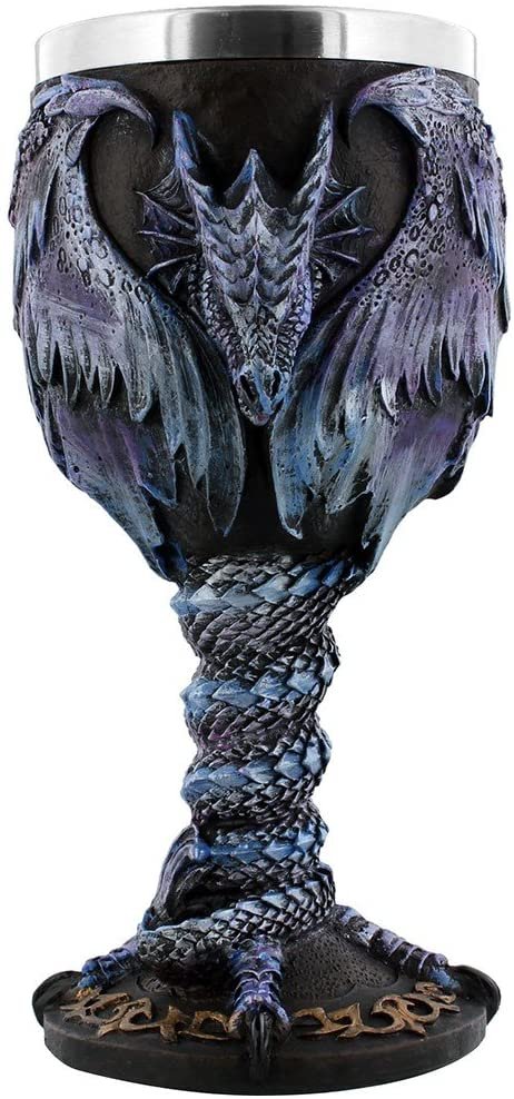 Fantasy Collection~ Draconic Kingdom Goblet 16cm Black, Resin w/Stainless Steel Insert