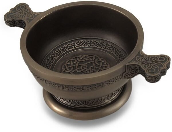Magic  Collection~Celtic Knotwork Pattern Bronze Finished Two Handled Quaich Cup