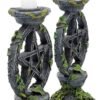 Wiccan Collection~Wiccan Pentagram Candlesticks Set of Two Candle Holder 15cm Black, Resin