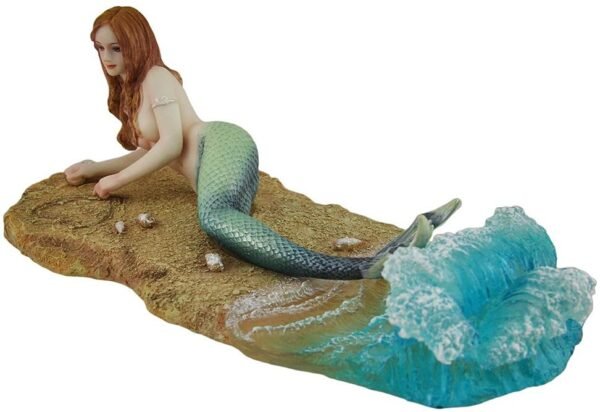 Magic  Collection~Zeckos Veronese Resin Statues Waiting by Selina Fenech Mermaid Laying On The Beach Statue 10.25 X 3.5 X 4.5 Inches Multicolored