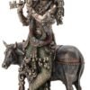 Magic  Collection~10.5 Inch Hindu God Krishna and The Holy Cow Antique Bronze Finish Sculpture Figurine