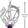Sterling Silver Celtic Knot Morrigan Irish Goddess Pendant with Natural Amethyst