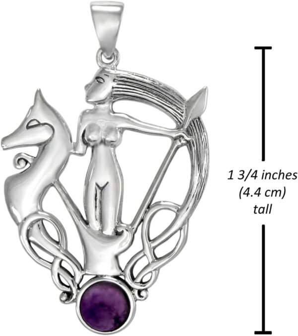 Sterling Silver Celtic Knot Morrigan Irish Goddess Pendant with Natural Amethyst