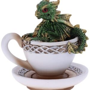 Fantasy Collection~ U5020R0 Green Dracuccino Dragon Teacup Figurine, Polyresin, One Size