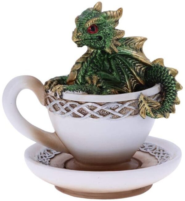 Fantasy Collection~ U5020R0 Green Dracuccino Dragon Teacup Figurine, Polyresin, One Size