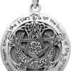 Sterling Silver Moon Pentacle Pentagram Pendant; 1 Inch Diameter