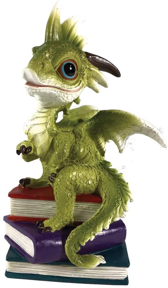 Magicun N.Giftware~Upon A Time Green Dragon with Books Figurine, Polyresin, 11cm