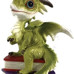 Fantasy Collection~ U5080R0 Upon A Time Green Dragon with Books Figurine, Polyresin, 11cm