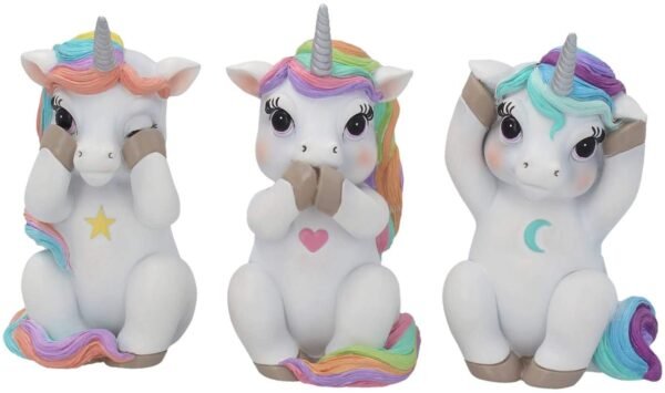 Nemesis Now Three Wise Cutiecorns Ornament Cute Unicorn Figurine Set, Resin, White, 9.5cm