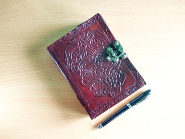 Witchcraft~Leather Journal Diary Skull Vintage Antique Handmade Notebook Sketchpad Notepad Gift for Men Women 7X5 Inches Brown
