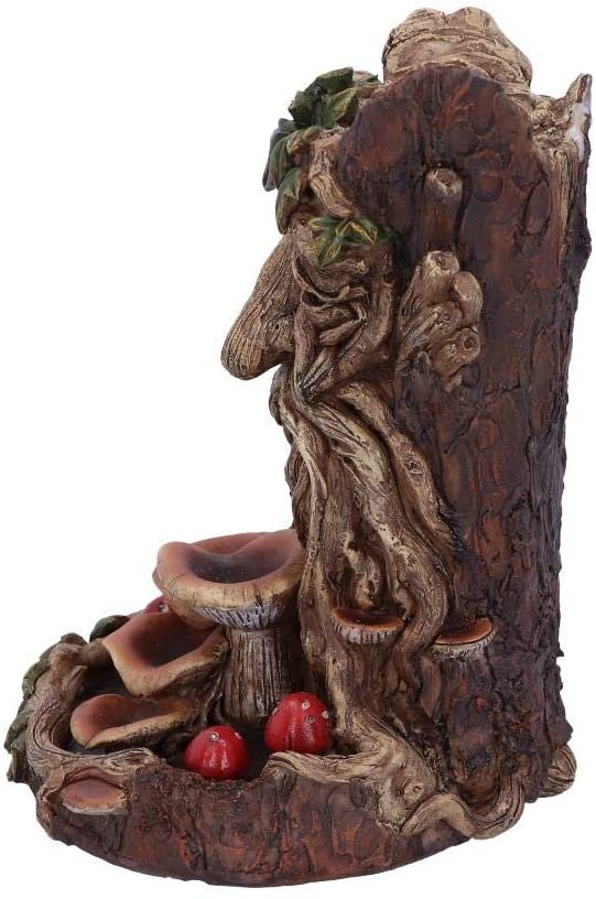 Light Collection~Wisest Dryad Tree Spirit Green Man Backflow Incense Burner, Polyresin, Brown, One Size