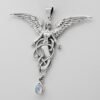 Dryad Design Sterling Silver Melusine Angel Pendant with Natural Rainbow Moonstone