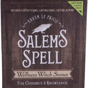 Wiccan Collection~Salem's Spell Kit Set of Six Witches Wellness Stones in Decorated Box, Brown, One Size