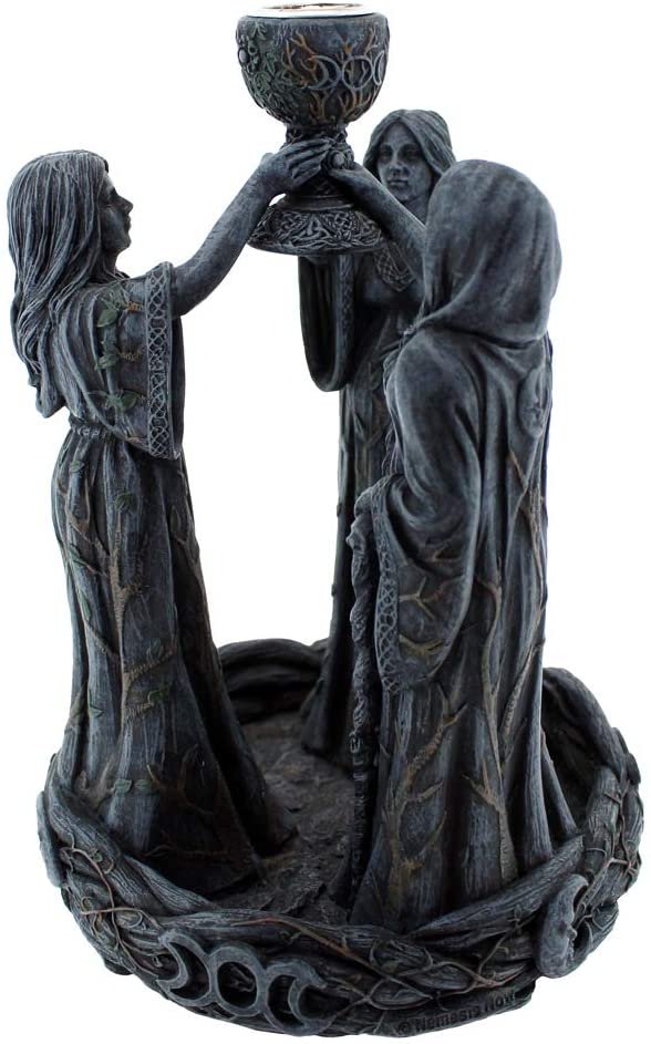 Magicun N.Giftware~Mother Maiden & Crone Backflow Incense Burner 18cm Black, Resin