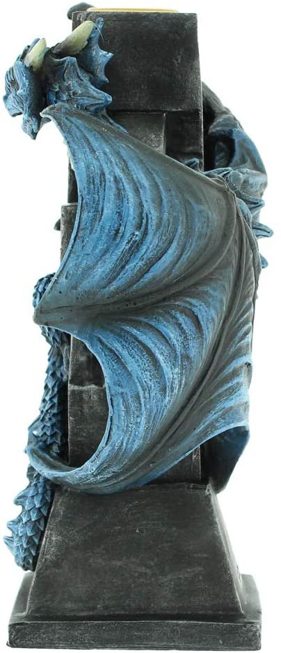 Artist Collections~ Draco Candela Anne Stokes 18cm Candle Holder, Resin, Blue
