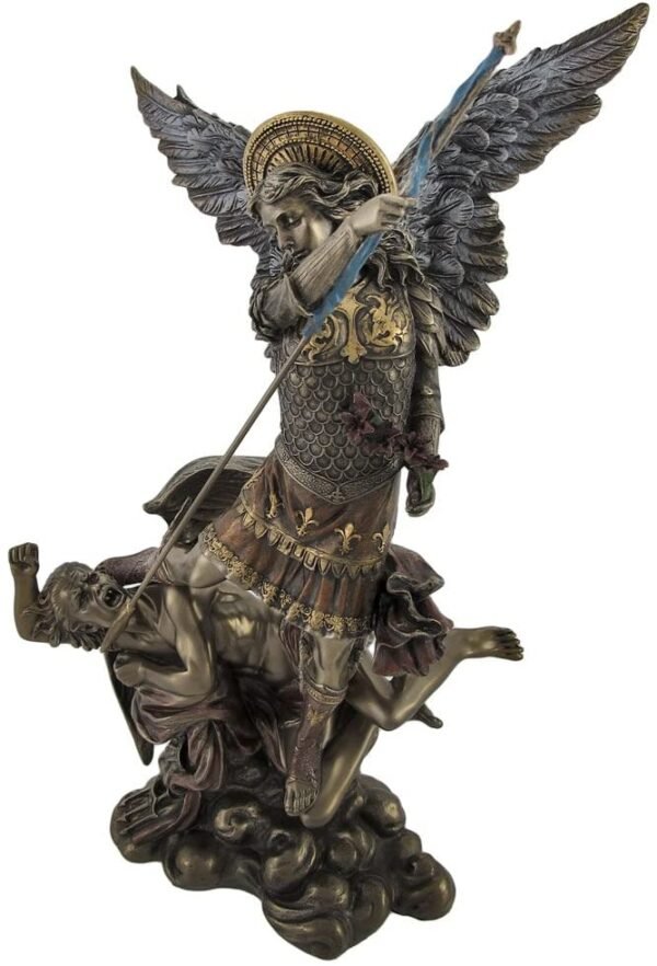 Magic  Collection~Bronze St. Michael Slaying Lucifer Statue with Colored Accents