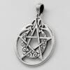 Sterling Silver Crescent Moon Pentacle Pentagram Pendant