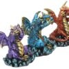 Fantasy Collection~ Three Wise Dragons Figurine 13cm Metallic Multi-coloured