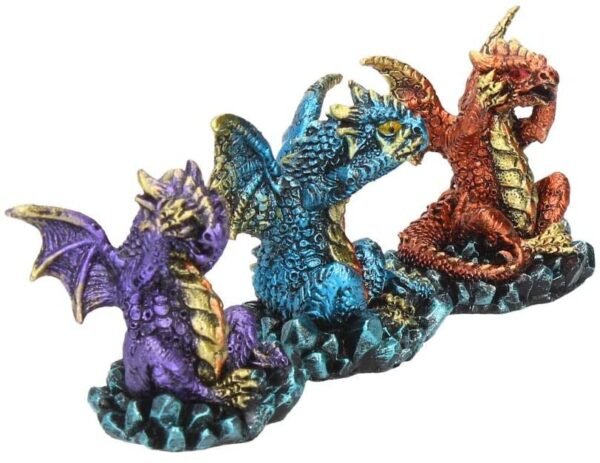 Fantasy Collection~ Three Wise Dragons Figurine 13cm Metallic Multi-coloured