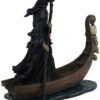 Magicun  Collection~Resin Statues Charon Ferryman Of The Dead Propelling Boat Statue W/Led Lantern 10 X 10 X 4 Inches Black