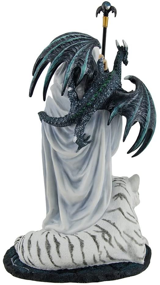 Magic  Collection~Arcana The Magi by Ruth Thompson White Wizard with Tiger and Dragon Statue