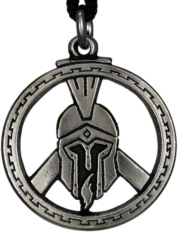 Soloman Pentant~Pewter Warrior's Spartan Helmet Pendant for Protection in Battle