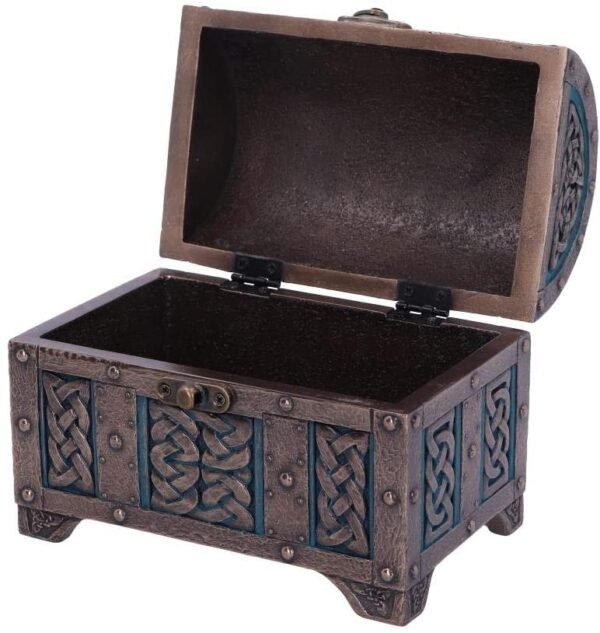 Mythology Collection~ Bronze and Blue Valhalla's Vault Viking Chest Box, 15cm