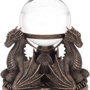 Fantasy Collection~ Dragons Prophecy Crystal Ball Holder 18.5cm Bronze, Resin