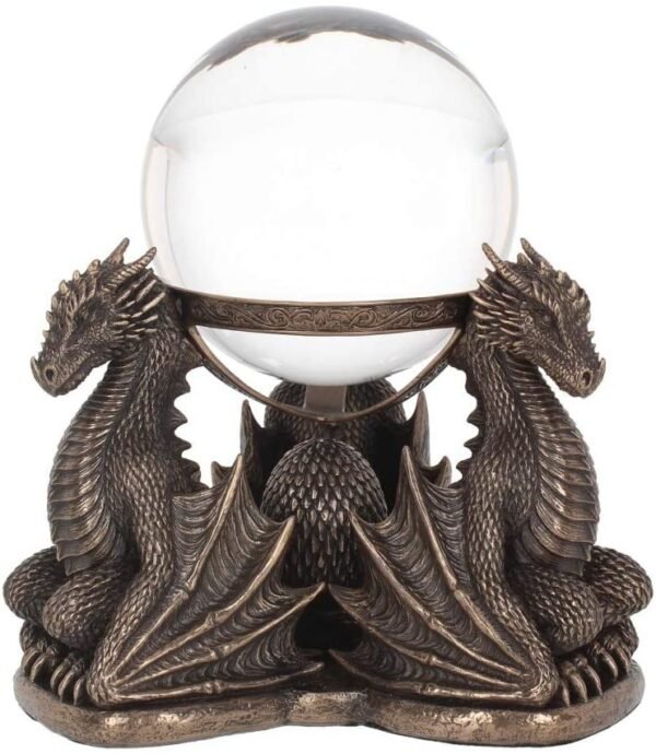 Fantasy Collection~ Dragons Prophecy Crystal Ball Holder 18.5cm Bronze, Resin