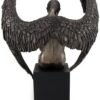 Magic  Collection~Resin Sculptures Bronze Finished Pensive Male Angel Statue On Black Base 7 X 10 X 4 Inches Bronze