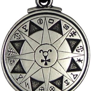 Soloman Pentant~Pewter Talisman for Safety in Travel Black Pullet Pentacle Pendant