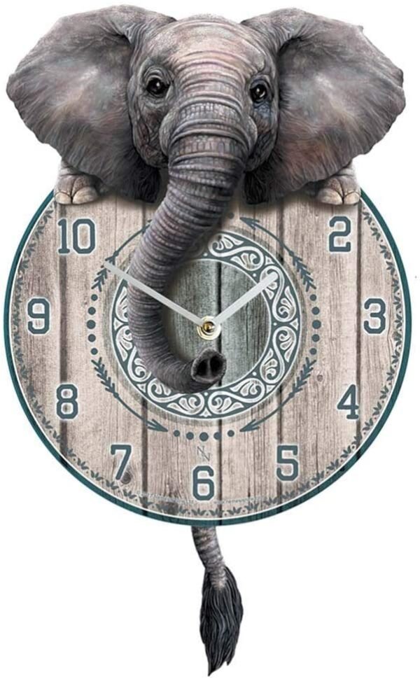 Animal Collection~ B3506J7 Trunkin' Tickin' Clock 25cm Grey, MDF