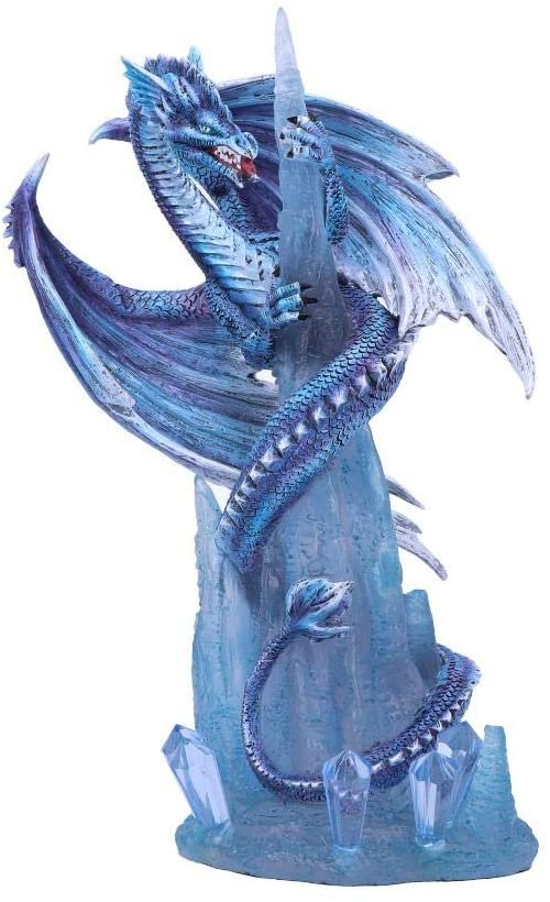 Fantasy Collection~ Crystal Custodian Blue Ice Dragon Figurine, Polyresin, One Size