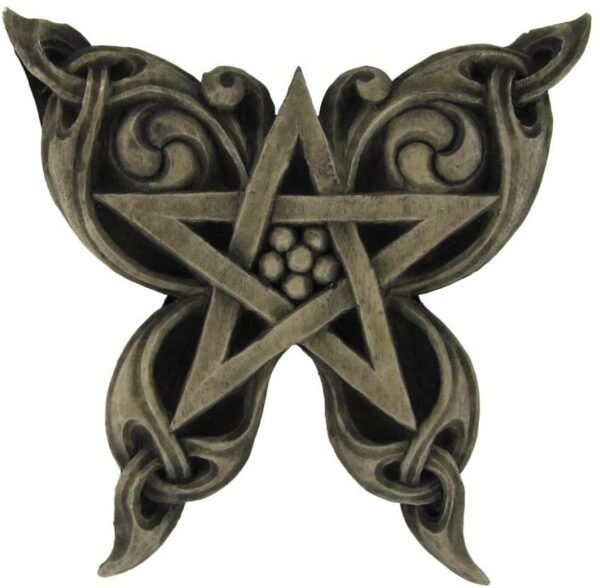 Magicun Altar~Butterfly Pentacle Wall Plaque Stone Finish