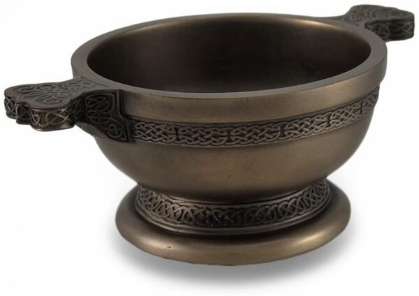 Magic  Collection~Celtic Knotwork Pattern Bronze Finished Two Handled Quaich Cup